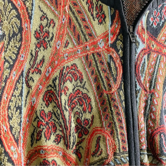 Peruvian Connection Paisley Zip Cardigan Pima Cotton Tencel Knit Sweater | Large - Picture 3 of 8